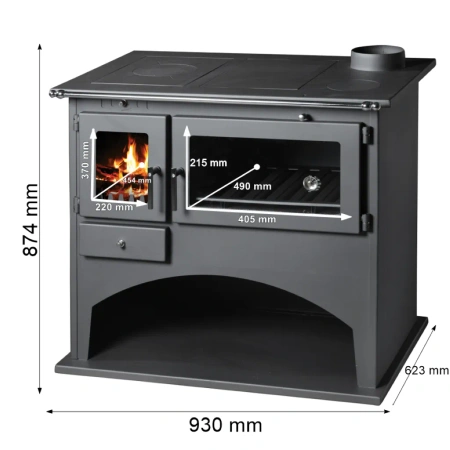 Piec kominek wolnostojący kuchnia, angielka 11kW z piekarnikiem, bez płaszcza wodnego - spełnia anty-smogowy EkoProjekt 48280261