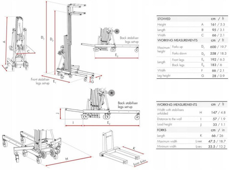 Podnośnik towarowy z wciągarką z automatycznym hamulcem (maks. wysokość podnoszenia: 6 m, maks. udźwig: 320 kg) 27481901
