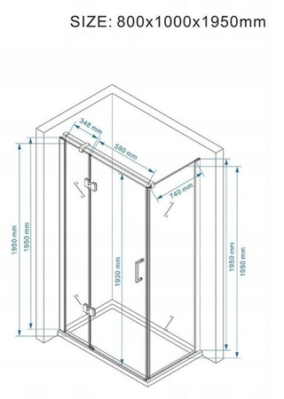 Kabina prysznicowa 100x80 szkło uchylna 23178214