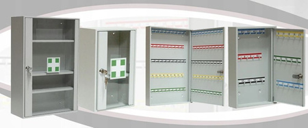 Szafka skrzynka na klucze na 80szt metalowa, kolor: RAL7035 (jasnoszary) (wymiary: 350x420x60 mm) 09276454