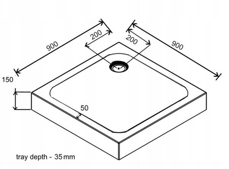 Brodzik kwadratowy 90x90 głęboki 15cm biały+syfon 23178200