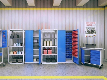 Szafa szafka warsztatowa z pojemnikami 72+80 sztuk (wymiary: 1990x1000x435 mm) 09276036