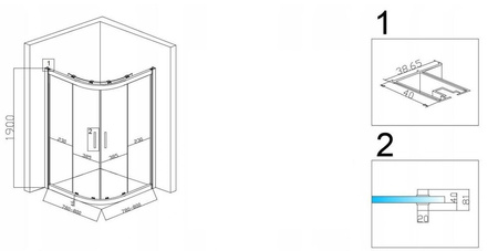 Kabina prysznicowa połokrągła 80x80 6mm 23178218