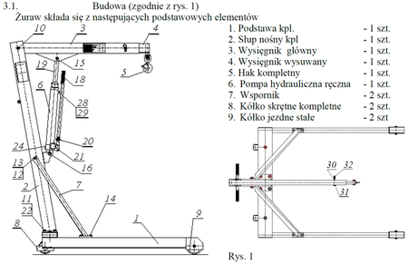 Żuraw hydrauliczny ręczny, paletowy (udźwig: od 270 do 500kg) 5877831