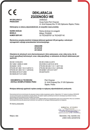 Ramię robocze obrotowe, wysięgnik, przykręcane do rusztowania TRETOS Military 300-600 kg (TR-60065)