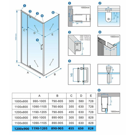 Kabina Prysznicowa 120x90 UCHYLNA OTWIERANA 23181653