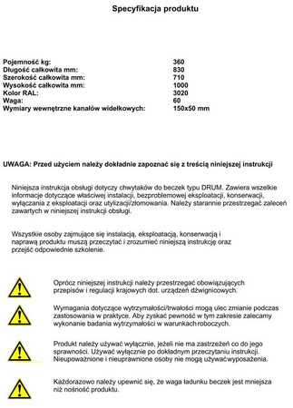 Uchwyt do beczek na wózek widłowy GermanTech (udźwig: 360 kg) 99724857