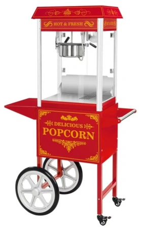 Maszyna do popcornu z wózkiem, czerwona Royal Catering (moc: 1500W, wydajność: 5 kg/h) 45670649