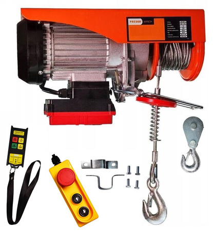 Wciągarka elektryczna, sterowanie bezprzewodowe 230V (udźwig: 800/400 kg, wysokość podnoszenia: 5/10 m, moc: 1300 W) 39282160