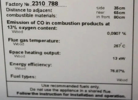 Piec piecyk kominek na drewno 13kW (kolor: czerwony) - spełnia anty-smogowy EkoProjekt 48280255