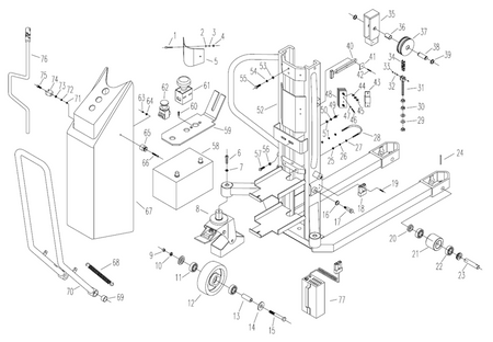 Wózek paletowy podnośnikowy elektryczny z przechyłem GermanTech (max wysokość: 900 mm, udźwig: 800 kg, długość wideł: 1140 mm) 99724829