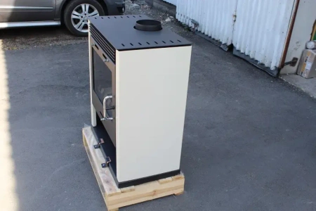 Piec piecyk kominek na drewno 13kW z płaszczem wodnym (kolor: kość słoniowa) - spełnia anty-smogowy EkoProjekt 48282273