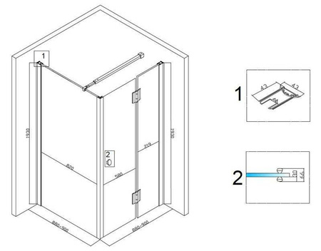 Kabina prysznicowa kwadratowa Czarna Black 90x90 szkło 6mm 23180044