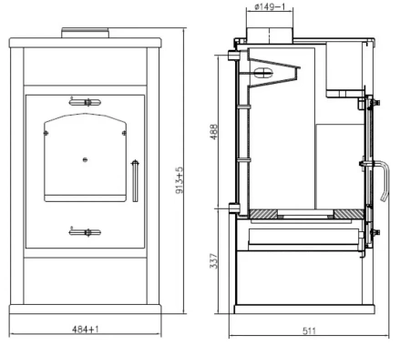 Piec piecyk kominek na drewno z płaszczem wodnym 12kW - spełnia anty-smogowy EkoProjekt 48280254