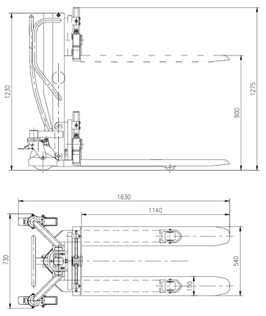 Wózek paletowy podnośnikowy z przechyłem GermanTech (max wysokość: 900 mm, udźwig: 800 kg, długość wideł: 1140 mm) 99724828