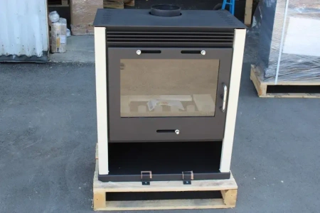 Piec piecyk kominek na drewno 13kW z płaszczem wodnym (kolor: kość słoniowa) - spełnia anty-smogowy EkoProjekt 48282273