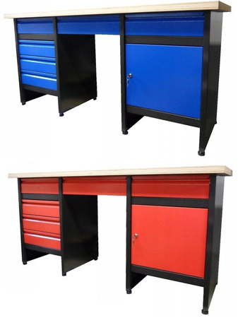 Stół warsztatowy, blat 40mm (wymiary: 1700x600x840 mm) - do wyboru kolor: czerwony lub niebieski 18376599