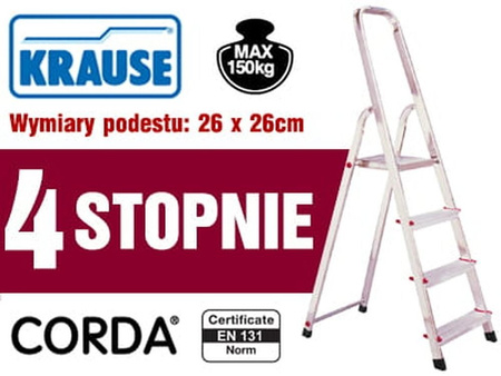 Aluminiowa drabina domowa Krause Corda 4 stopnie (wysokość robocza: 2,80m) 99674642