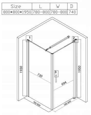 Calbati Kabina prysznicowa 80x80 szkło 6mm kwadrat 23178256