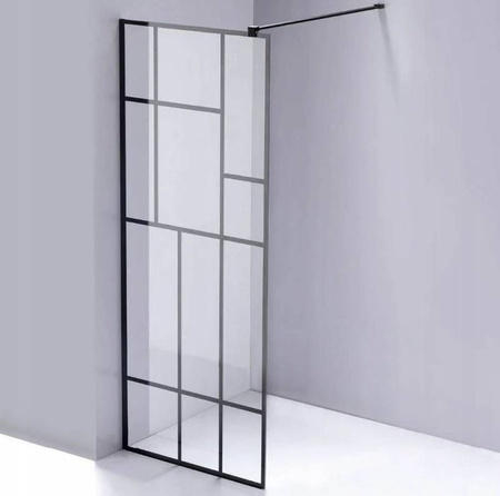 Calbati Ścianka prysznicowa 90 cm asymetryczna kratka szkło 8mm 96879603