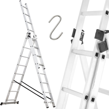 Drabina aluminiowa 3x8 na schody 150kg (wysokość robocza: 6,48m) 99674906