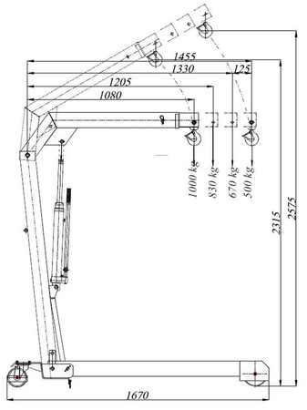 HYDIA Żuraw hydrauliczny ręczny (udźwig: od 500 do 1000kg) 617007828