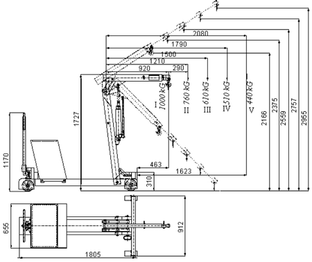 HYDIA Żuraw hydrauliczny ręczny z przeciwwagą (udźwig do 1000 kg) 61714830