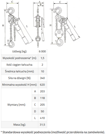 IMPROWEGLE Wciągnik łańcuchowy, rukcug (udźwig: 6000 kg, wysokość podnoszenia: 3 m) 33917046