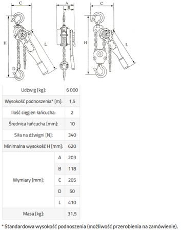 IMPROWEGLE Wciągnik łańcuchowy, rukcug (udźwig: 9000 kg, wysokość podnoszenia: 3 m) 33917047