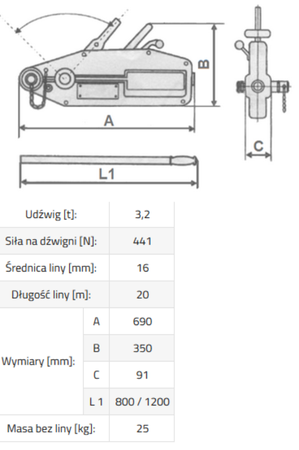 IMPROWEGLE Wciągnik linowy, rukcug (udźwig: 3,2 T) 3398492