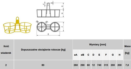 Kosz na wiadra, ilość wiaderek 2 (obciążenie robocze: 80 kg) 33981983