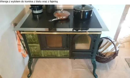 Kuchnia kaflowa, angielka z piekarnikiem i szybą 11kW, bez płaszcza wodnego (kolor: zieleń) spełnia anty-smogowy EkoProjekt 92282107