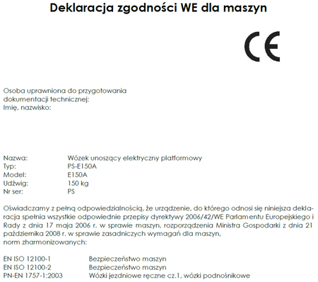 LIFERAIDA Wózek podnośnikowy elektryczny platformowy (udźwig: 150 kg, wymiary platformy: 470x600 mm, podnoszenie min/max: 130-1500 mm) 0301628