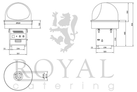 Maszyna do waty cukrowej z pokrywą Royal Catering (moc: 1,2kW, rozmiar garnka: 52cm) 45643429