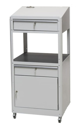 Pulpit warsztatowy na kołach z szafką i szufladą, kolor szary (wymiary: 597x1225x527 mm) 00881999