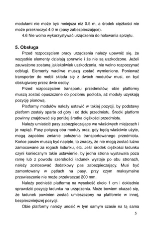 Ręczne urządzenia do transportu mebli (udźwig: 600 kg) 310708