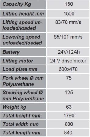 SWARK Wózek podnośnikowy z podestem elektryczny GermanTech (max wysokość: 1500 mm, udźwig: 150 kg) 99724815