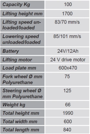 SWARK Wózek podnośnikowy z podestem elektryczny GermanTech (max wysokość: 1700 mm, udźwig: 100 kg) 99724814