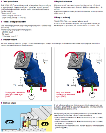 Silnik hydrauliczny tłoczkowy Hydro Leduc (objętość robocza: 63 cm³, maksymalna prędkość ciągła: 5000 min-1 /obr/min) 01538907