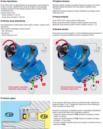 Silnik hydrauliczny wielotłoczkowy osiowy Hydro Leduc (objętość robocza: 32 cm³, maks prędkość ciągła: 6300 min-1 /obr/min) 01538910