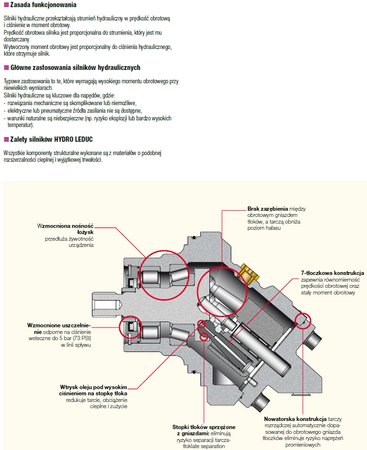 Silnik hydrauliczny wielotłoczkowy osiowy Hydro Leduc (objętość robocza: 63 cm³, maks. prędkość ciągła: 5000 min-1 /obr/min) 01538913