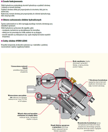 Silnik hydrauliczny wielotłoczkowy osiowy Hydro Leduc (objętość robocza: 80 cm³, maks. prędkość ciągła: 4500 min-1 /obr/min) 01538914