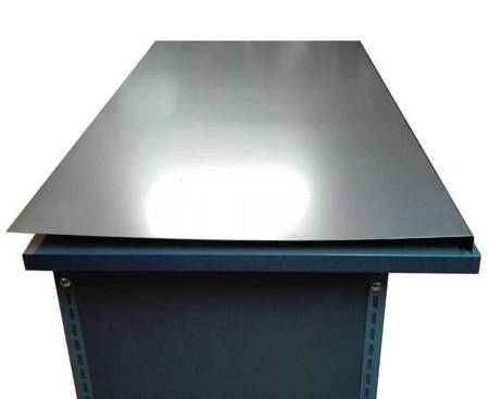 Stół z kołem obrotowym na kółkach, 2 szuflady - nakładka blacha ocynkowana (blat: 150x78 cm, wys: 78 cm) 91079713