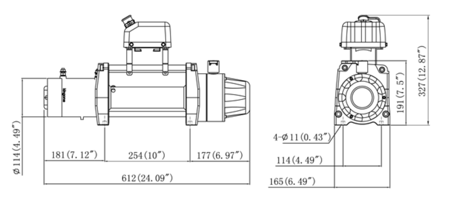 Wyciągarka KingOne TDS-12.0H 12000 lbs [5443kg] z liną syntetyczną 12V (lina: 10mm 28m w oplocie 10400 kg +hak) 81877884