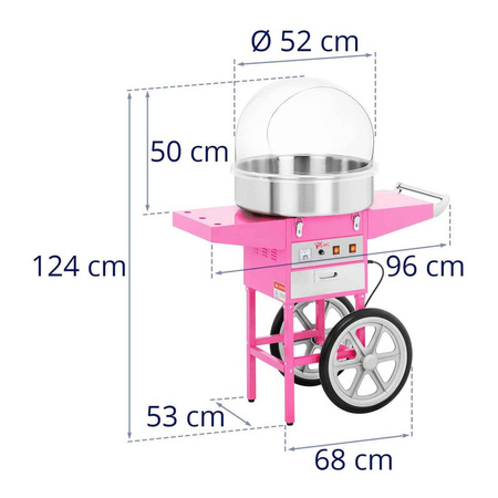 Wydajna maszyna do produkcji waty cukrowej - konstrukcja ze stali nierdzewnej i tworzywa sztucznego (moc: 1200 W, Średnica misy: 520 mm) 45682127
