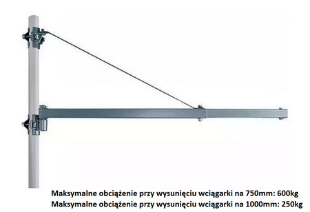 Wysięgnik do wciągarek elektrycznych (udźwig: 250-600 kg, długość wysięgnika: 750-1000 mm) 00081963
